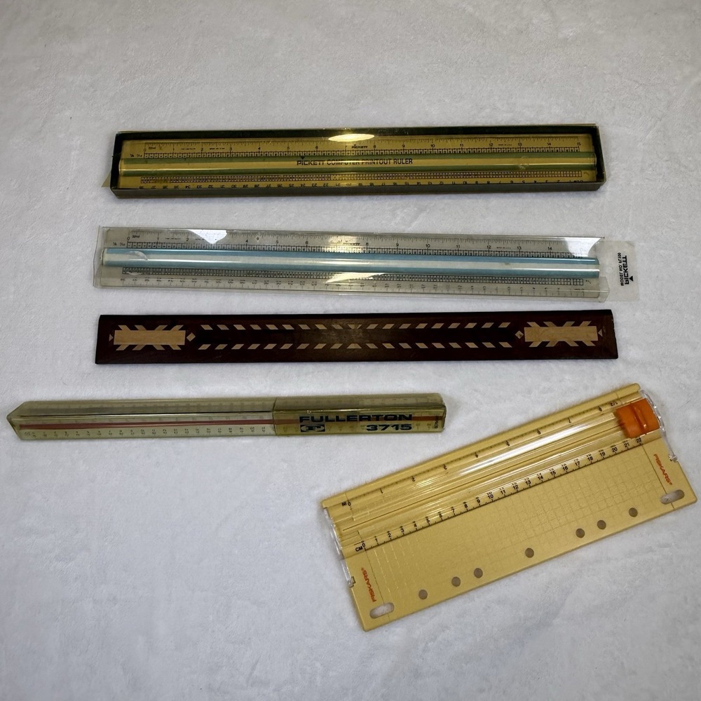Vintage Drafting Ruler Lot Pickett Fullerton 3715 Fiskars Engineer Architect